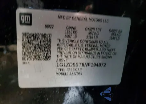 2022 Chevrolet Malibu Lt from USA, damaged, VIN 1G1ZD5ST8NF194872